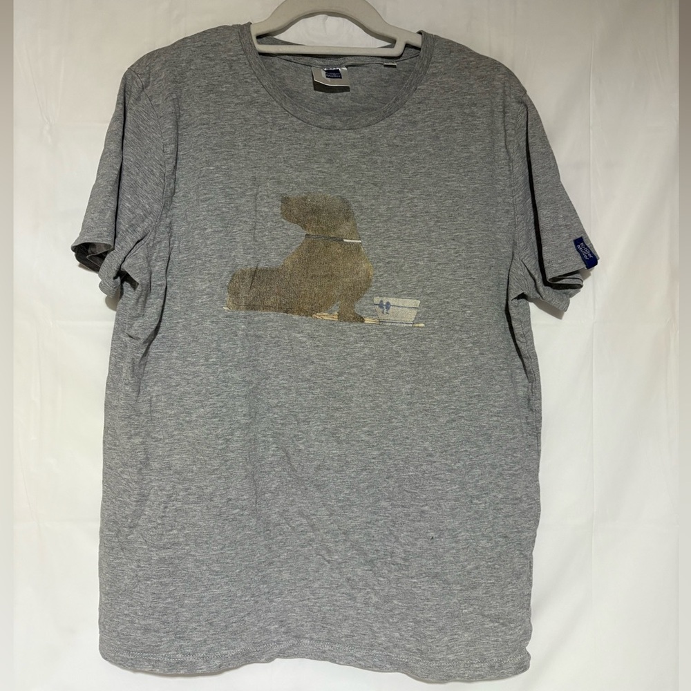 Casual Gray Long Sleeve Tee with Dog Design